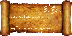 Balkovics Zsolt névjegykártya
